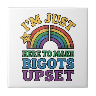 Vintage Pride Bigots Upset Rainbow Shirt Design_1 Ceramic Tile