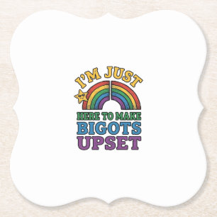 Vintage Pride Bigots Upset Rainbow Shirt Design_1 Paper Coaster