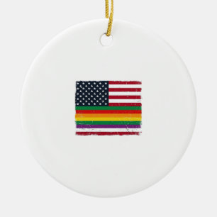 Vintage Pride Flag Distressed Vector Shirt Design_ Ceramic Ornament