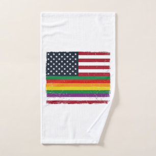 Vintage Pride Flag Distressed Vector Shirt Design_ Hand Towel