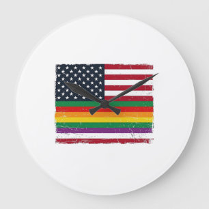 Vintage Pride Flag Distressed Vector Shirt Design_ Large Clock