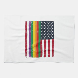 Vintage Pride Flag Distressed Vector Shirt Design_ Tea Towel