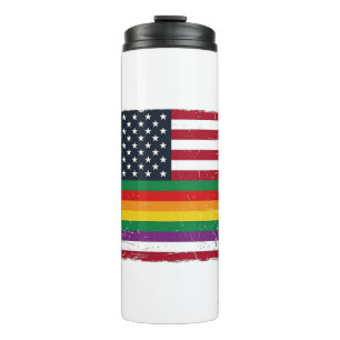 Vintage Pride Flag Distressed Vector Shirt Design_ Thermal Tumbler