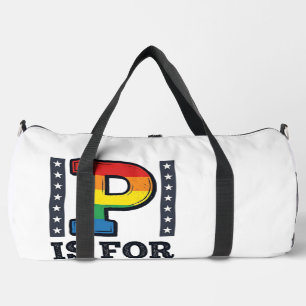 Vintage Pride Letter P Rainbow Shirt Design_1 Duffle Bag