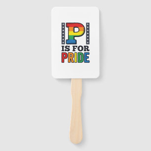 Vintage Pride Letter P Rainbow Shirt Design_1 Hand Fan