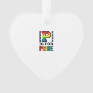 Vintage Pride Letter P Rainbow Shirt Design_1 Ornament