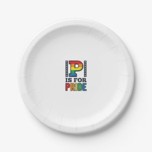Vintage Pride Letter P Rainbow Shirt Design_1 Paper Plate