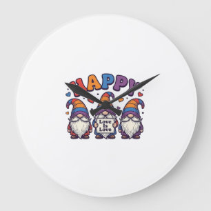Vintage Pride Month Gnome Rainbow Shirt Design_1 Large Clock
