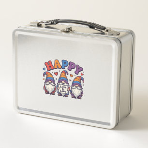 Vintage Pride Month Gnome Rainbow Shirt Design_1 Metal Lunch Box
