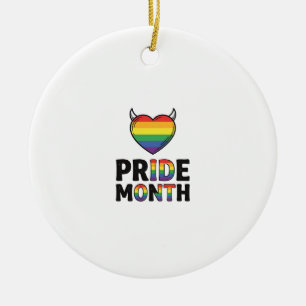 Vintage Pride Month Horned Heart Shirt Design_1 Ceramic Ornament