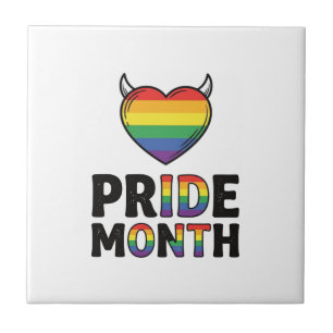 Vintage Pride Month Horned Heart Shirt Design_1 Ceramic Tile