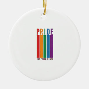 Vintage Pride Month Rainbow Typography Shirt Desig Ceramic Ornament