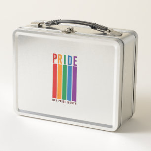 Vintage Pride Month Rainbow Typography Shirt Desig Metal Lunch Box