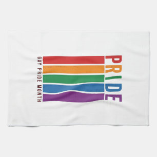 Vintage Pride Month Rainbow Typography Shirt Desig Tea Towel