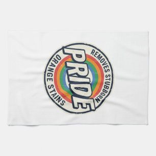 Vintage Pride Protest Rainbow Badge Vector Design_ Tea Towel