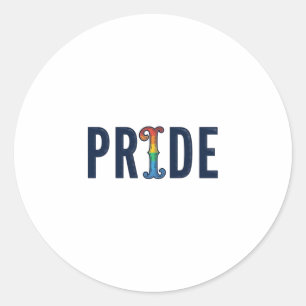 Vintage Pride Rainbow Lettering T-Shirt Design_1 Classic Round Sticker