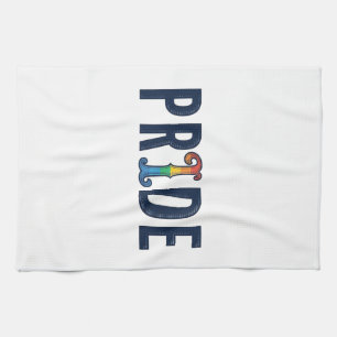 Vintage Pride Rainbow Lettering T-Shirt Design_1 Tea Towel