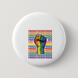 Vintage Pride Raised Fist Rainbow Shirt Design_1 6 Cm Round Badge