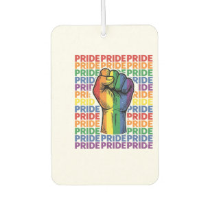 Vintage Pride Raised Fist Rainbow Shirt Design_1 Car Air Freshener
