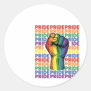 Vintage Pride Raised Fist Rainbow Shirt Design_1 Classic Round Sticker