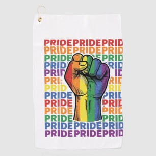 Vintage Pride Raised Fist Rainbow Shirt Design_1 Golf Towel