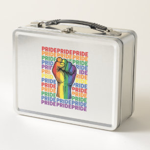 Vintage Pride Raised Fist Rainbow Shirt Design_1 Metal Lunch Box