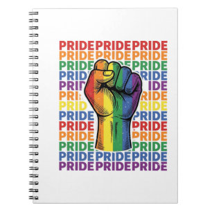 Vintage Pride Raised Fist Rainbow Shirt Design_1 Notebook