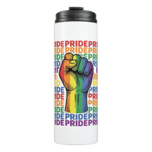 Vintage Pride Raised Fist Rainbow Shirt Design_1 Thermal Tumbler