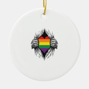 Vintage Pride Torn Shirt Vector Design_1 Ceramic Ornament