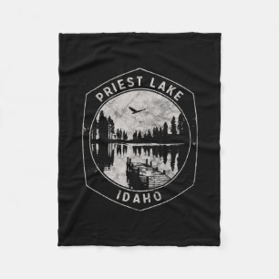 Vintage Priest Lake Idaho Outdoors Vacation Fleece Blanket
