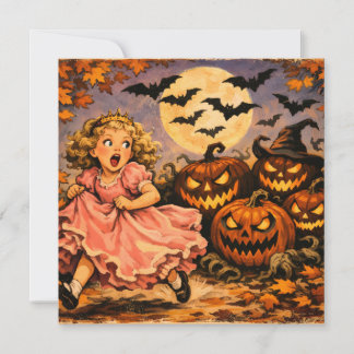 Vintage Princess and Halloween Jack o Lantern  Card