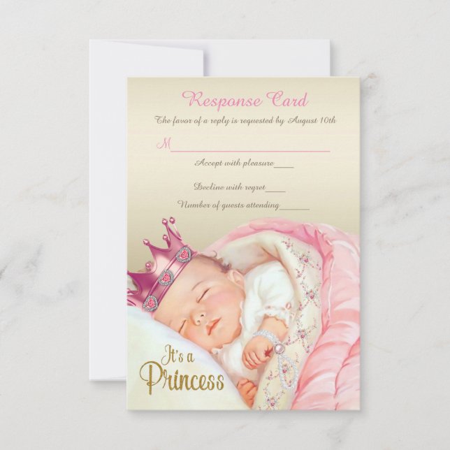 Vintage Princess Baby Girl Shower RSVP (Front)