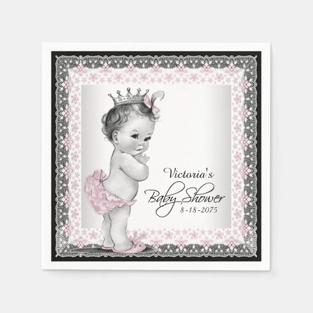 Vintage Princess Baby Shower Napkin (Front)