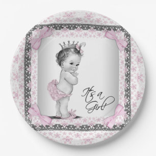 Vintage Princess Baby Shower Paper Plate