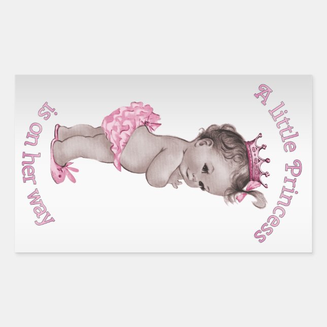 Vintage Princess Baby Shower Rectangular Sticker (Front)