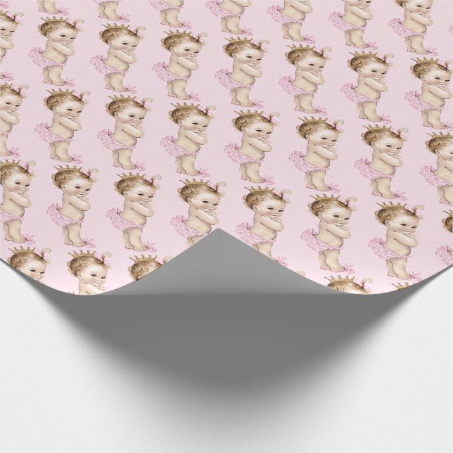 Vintage Princess Baby Shower Wrapping Paper (Corner)