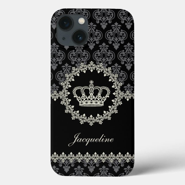 Vintage Princess Damask Crown Case-Mate iPhone Case (Back)