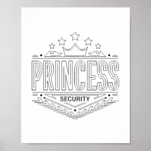 Vintage Princess Security Team Dad Mum Family Trip Poster
