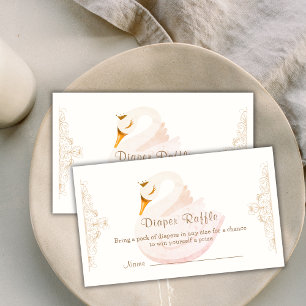 Vintage Princess Swan Diaper Raffle Baby Shower Enclosure Card
