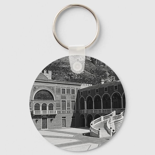 Vintage Principality Monaco palace courtyard Key Ring (Front)