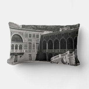 Vintage Principality Monaco palace courtyard Lumbar Cushion