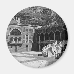 Vintage Principality Monaco palace courtyard Magnet