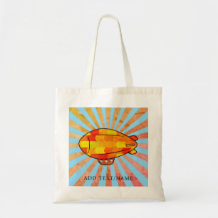 Vintage Print Blimp Ballon Sunny Sky Tote Bag