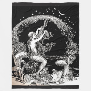 vintage print mermaid blanket