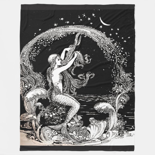 vintage print mermaid blanket (Front)