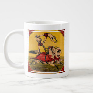 Vintage Print Of Bareback Riders Perfoming Stunts Large Coffee Mug