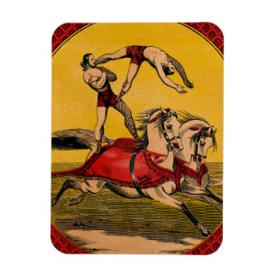 Vintage Print Of Bareback Riders Perfoming Stunts Magnet