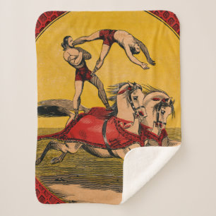 Vintage Print Of Bareback Riders Perfoming Stunts Sherpa Blanket