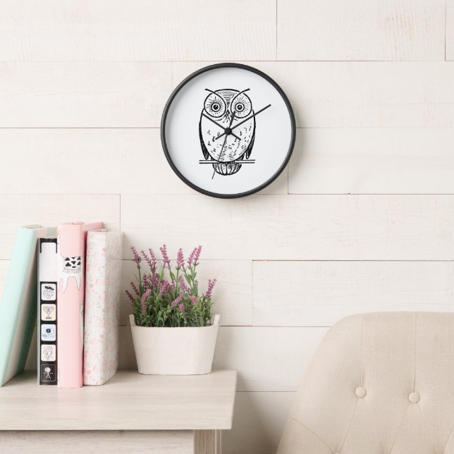 Vintage Print Owl Hoot Clock (Reading Room)