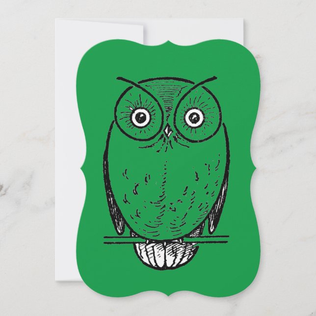 Vintage Print Owl Hoot Invitation (Front)